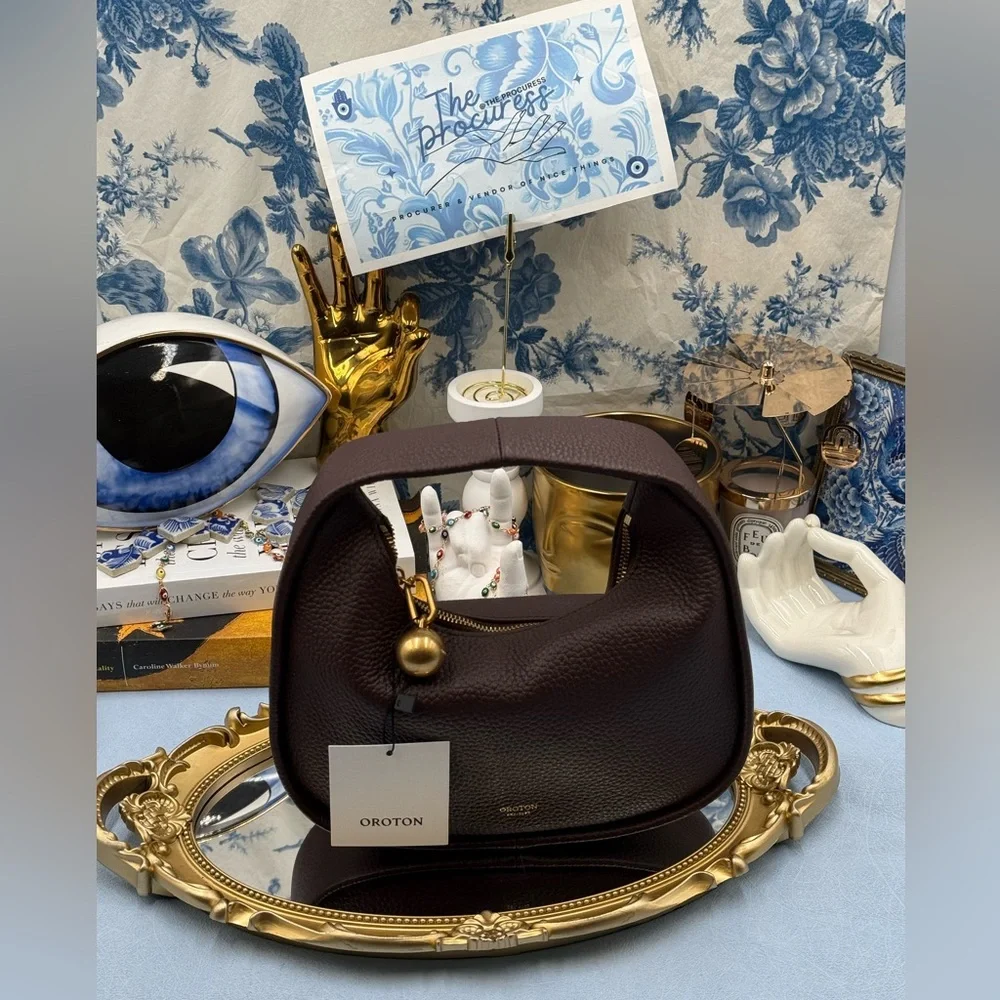 🆕 OROTON 🧿 NWT Clara Mini Convertible Crossbody Bag, Bear Brown Leather